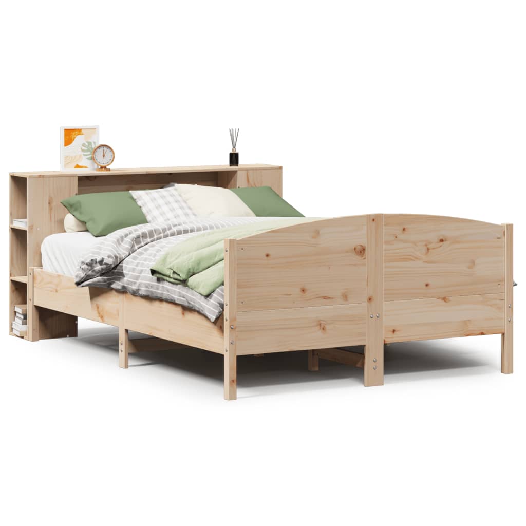 Bookcase Bed without Mattress 135x190cm Solid Wood Pine