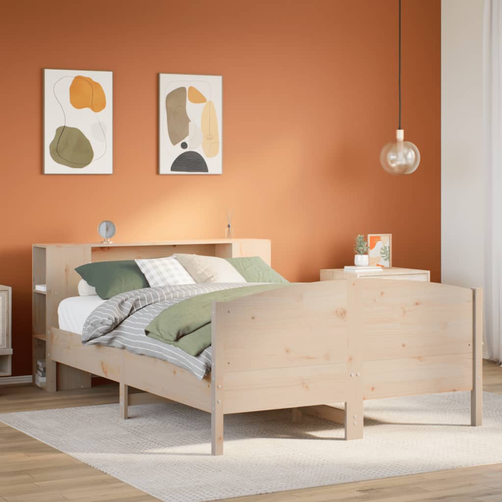 Bookcase Bed without Mattress 135x190cm Solid Wood Pine