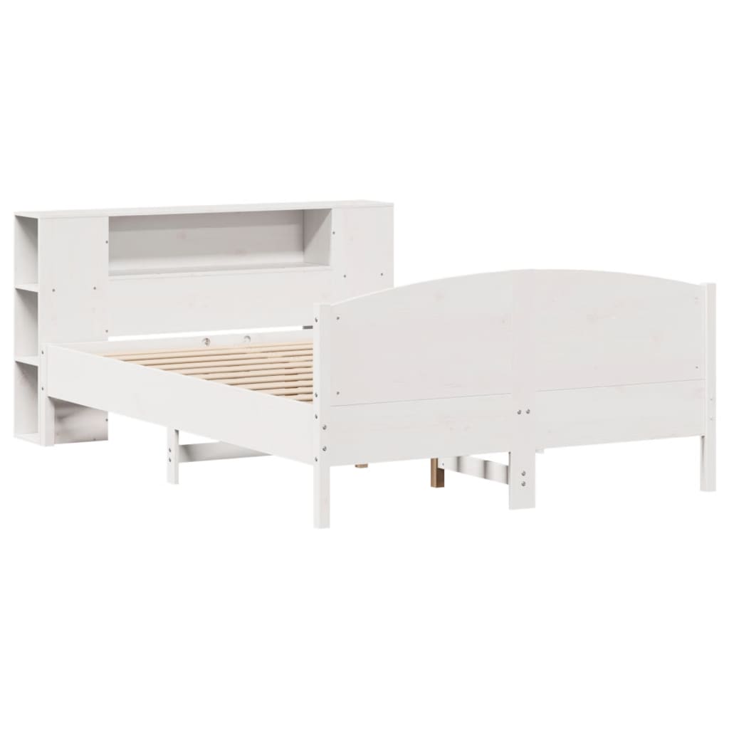 Bookcase Bed without Mattress White 135x190cm Solid Wood Pine