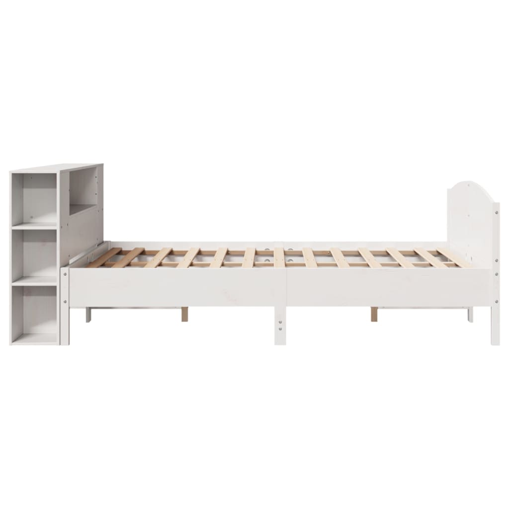 Bookcase Bed without Mattress White 135x190cm Solid Wood Pine