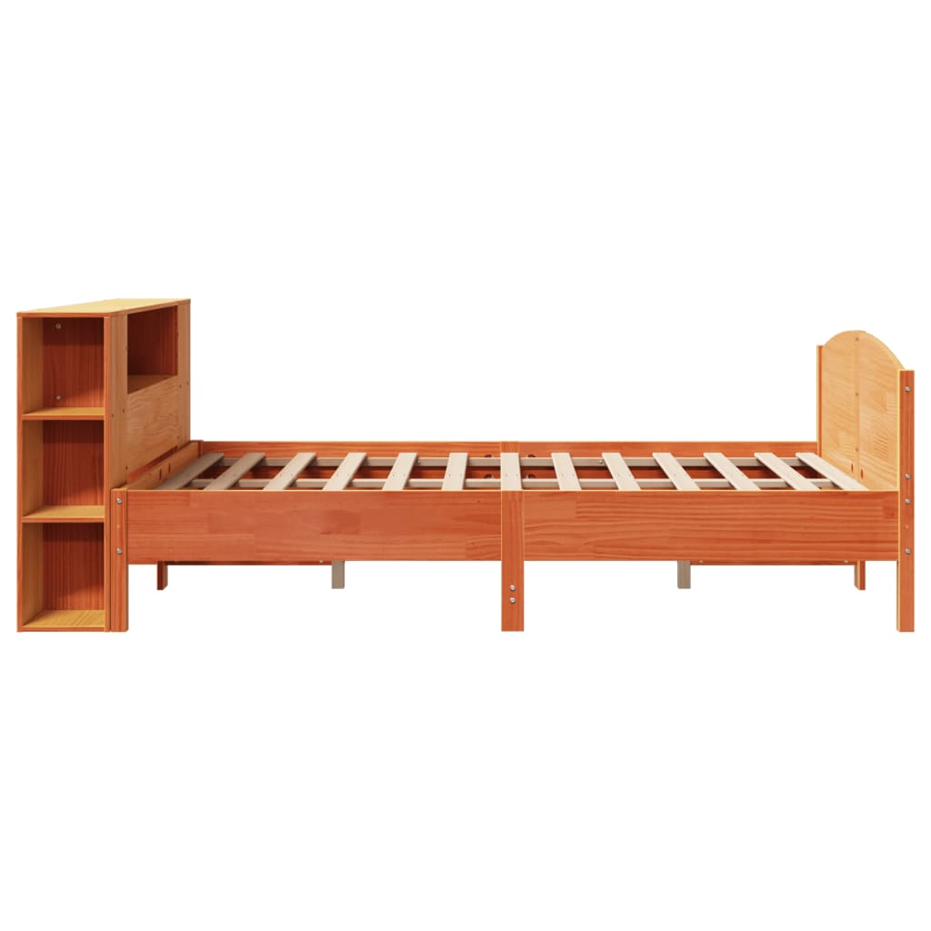 Bookcase Bed without Mattress Wax Brown 135x190cm Solid Wood Pine