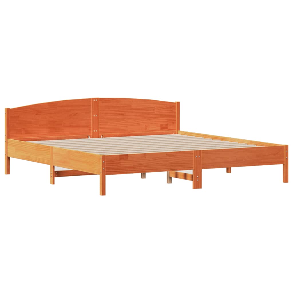 Bookcase Bed without Mattress Wax Brown 180x200 cm Super King Solid Wood Pine