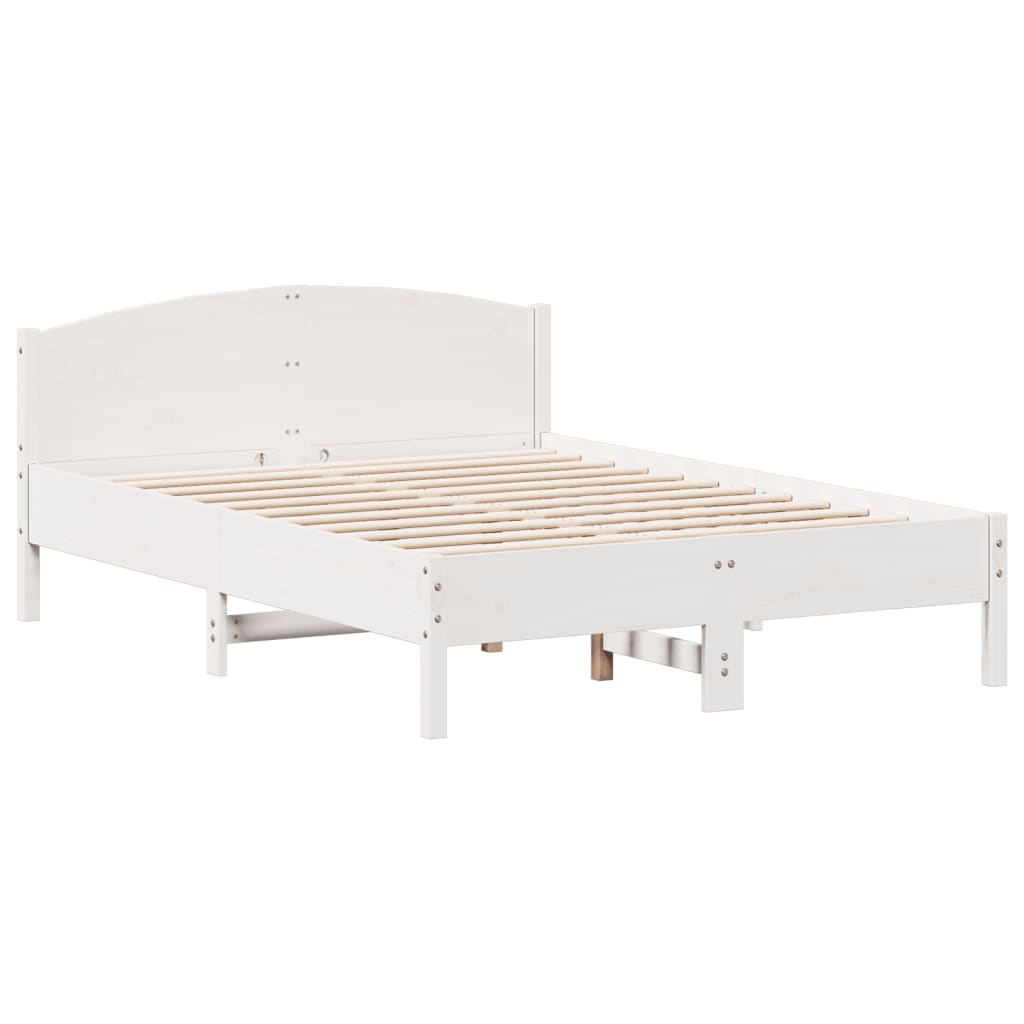 Bookcase Bed without Mattress White 160x200cm Solid Wood Pine