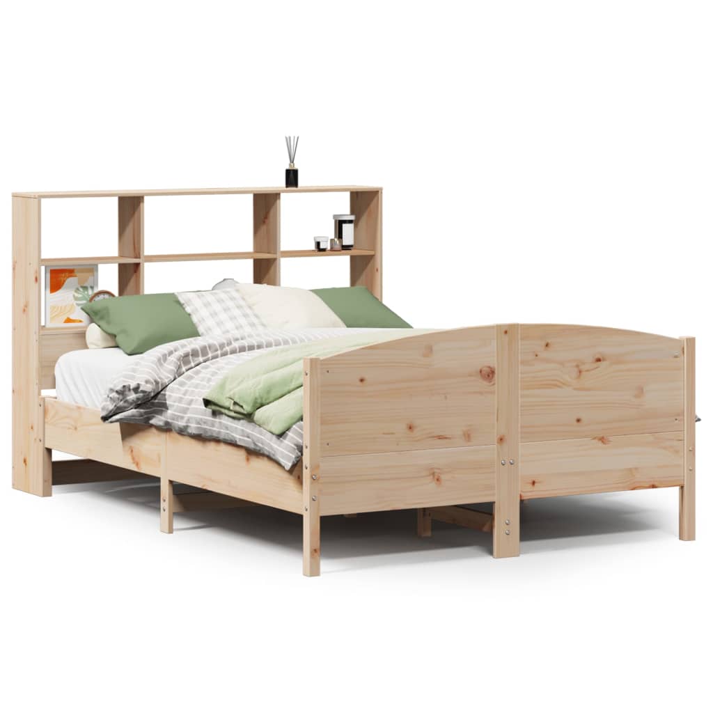 Bookcase Bed without Mattress 150x200 cm King Size Solid Wood Pine