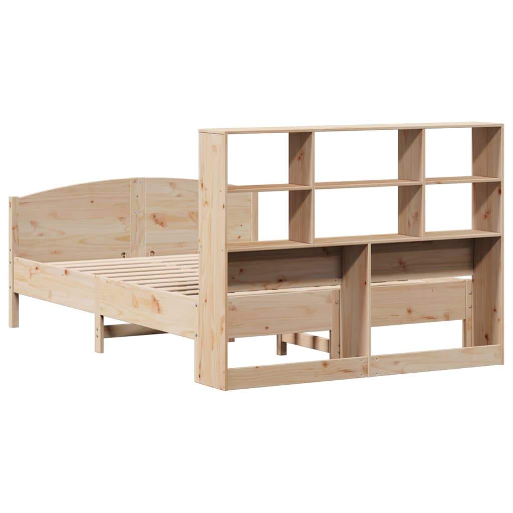 Bookcase Bed without Mattress 150x200 cm King Size Solid Wood Pine