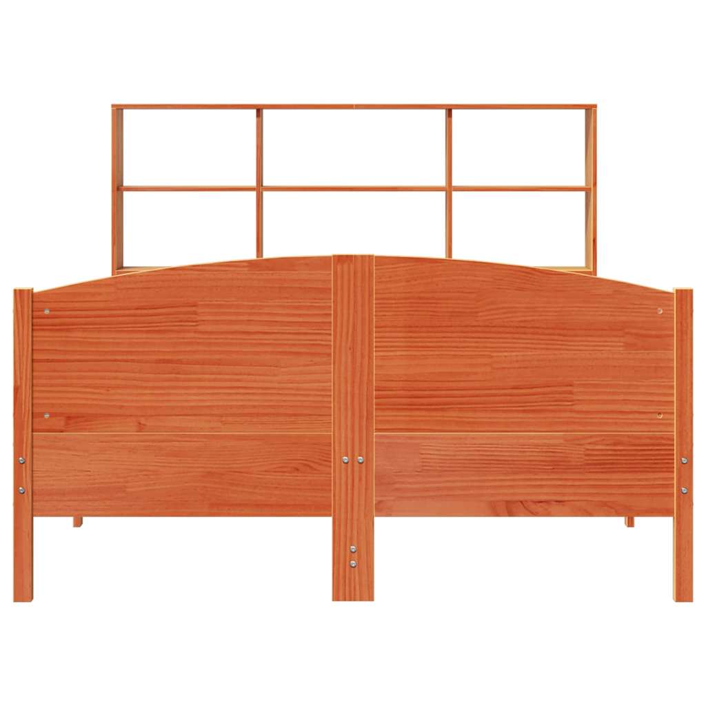 Bookcase Bed without Mattress Wax Brown 140x200cm Solid Wood Pine