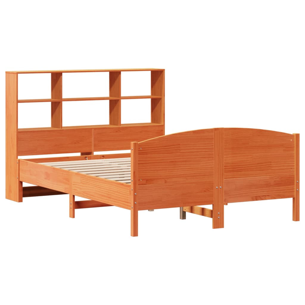 Bookcase Bed without Mattress Wax Brown 120x200cm Solid Wood Pine