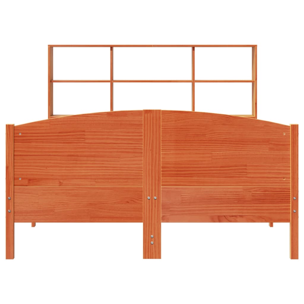 Bookcase Bed without Mattress Wax Brown 135x190 cm Double Solid Wood Pine