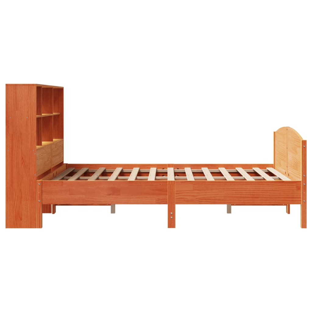 Bookcase Bed without Mattress Wax Brown 135x190 cm Double Solid Wood Pine