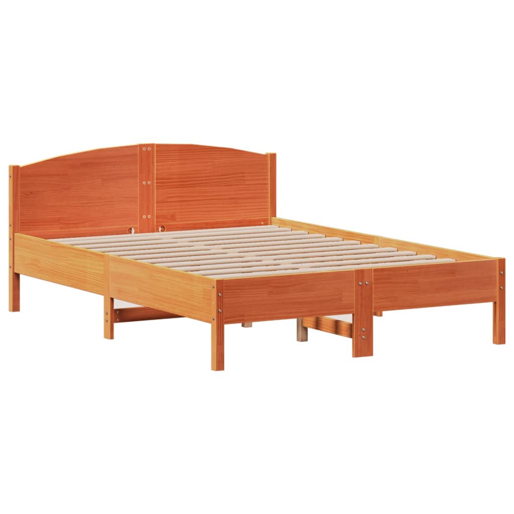 Bookcase Bed without Mattress Wax Brown 135x190 cm Double Solid Wood Pine