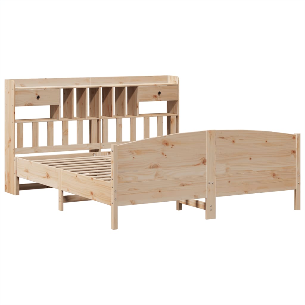 Bookcase Bed without Mattress 180x200 cm Super King Solid Wood Pine
