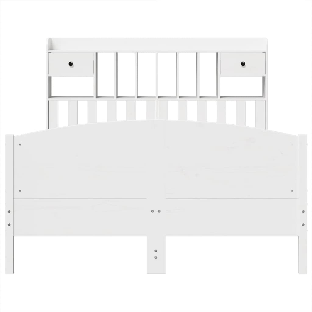 Bookcase Bed without Mattress White 160x200cm Solid Wood Pine