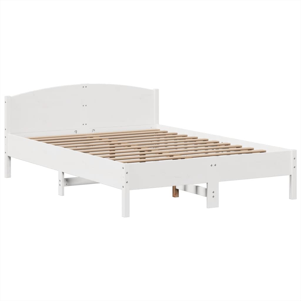 Bookcase Bed without Mattress White 140x200cm Solid Wood Pine