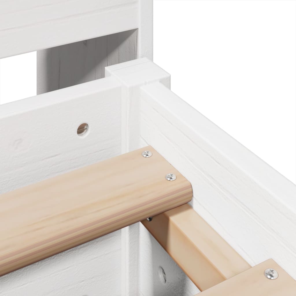 Bookcase Bed without Mattress White 140x200cm Solid Wood Pine