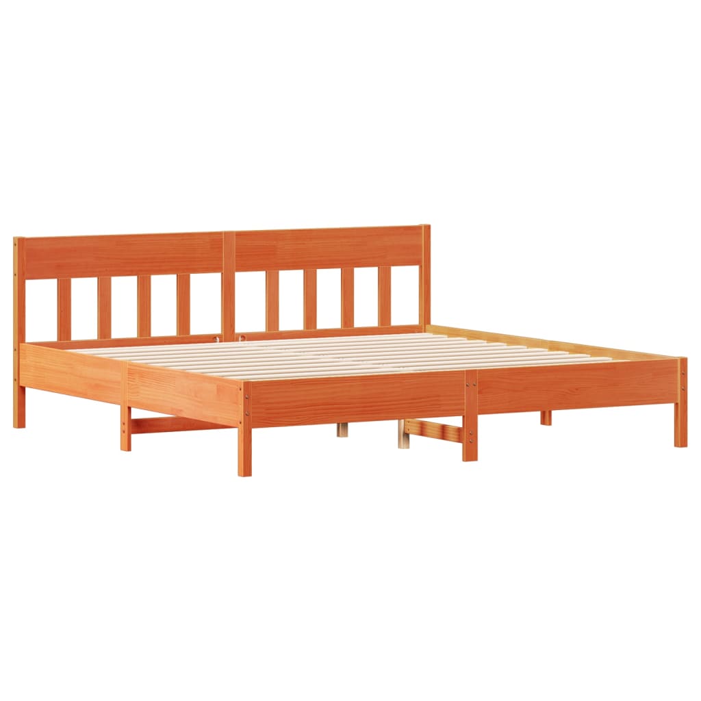 Bookcase Bed without Mattress Wax Brown 200x200cm Solid Wood Pine