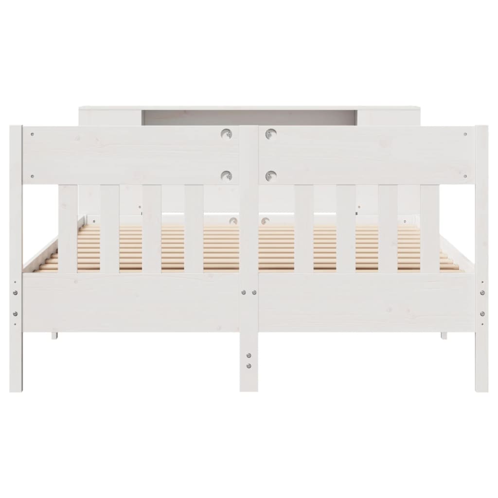 Bookcase Bed without Mattress White 160x200cm Solid Wood Pine