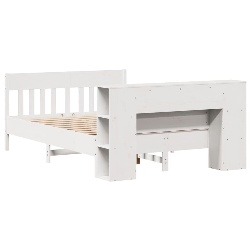 Bookcase Bed without Mattress White 160x200cm Solid Wood Pine