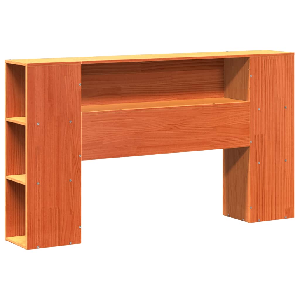 Bookcase Bed without Mattress Wax Brown 150x200 cm King Size Solid Wood Pine