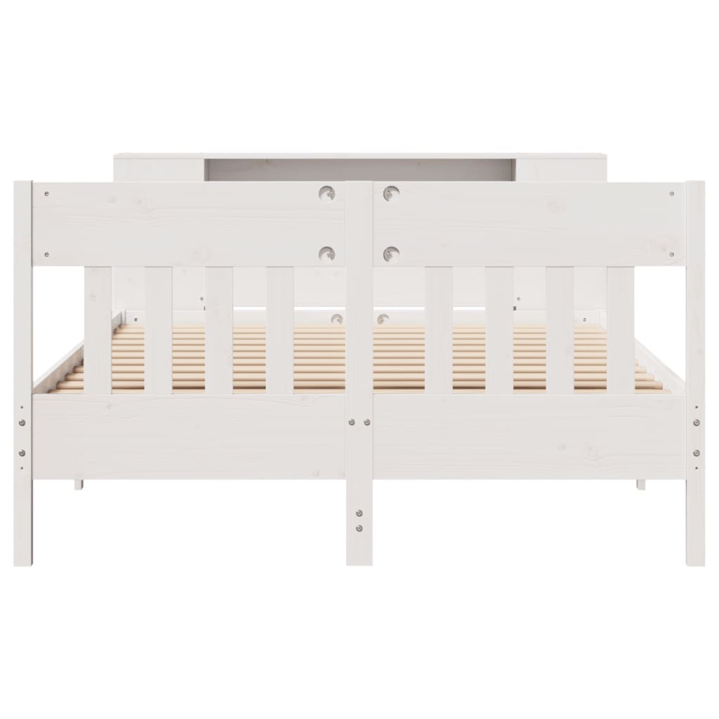 Bookcase Bed without Mattress White 140x190cm Solid Wood Pine