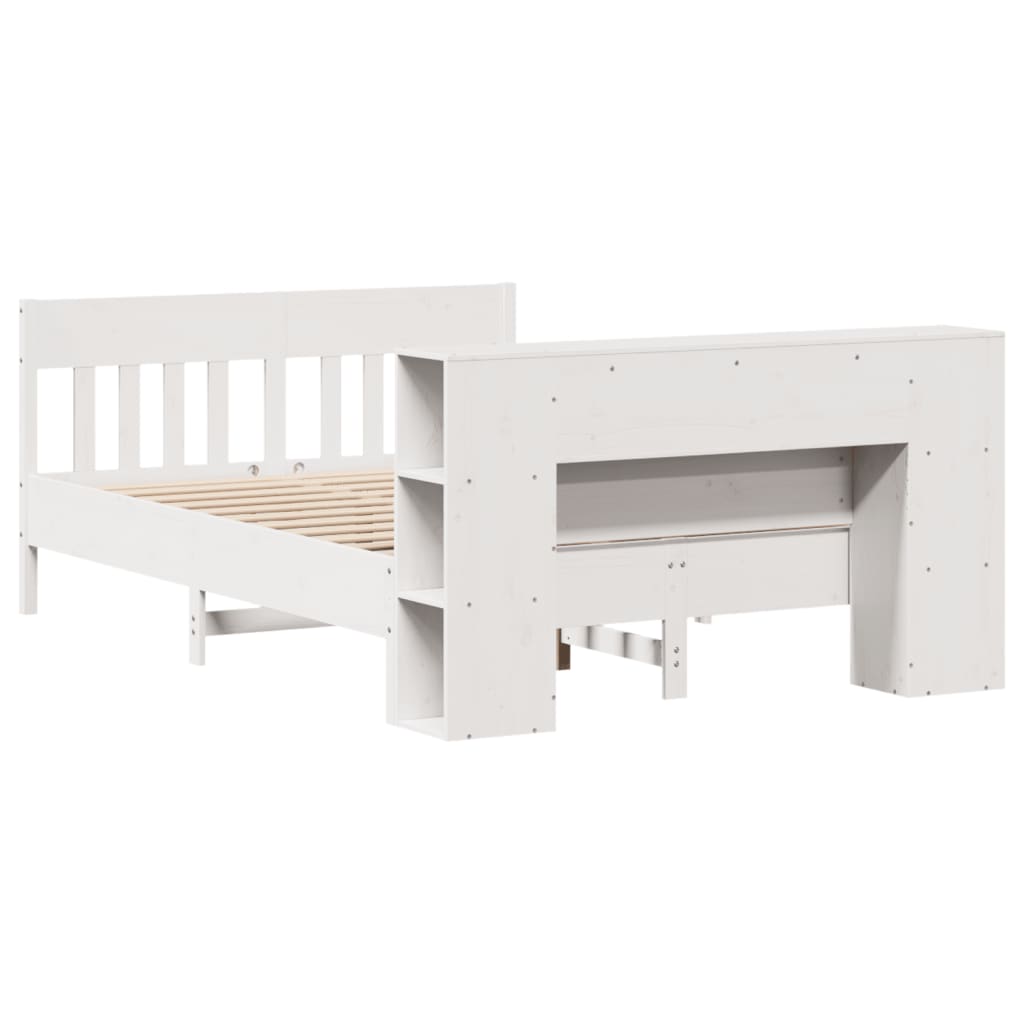 Bookcase Bed without Mattress White 140x190cm Solid Wood Pine