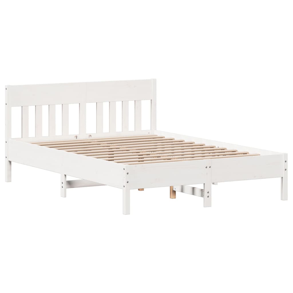 Bookcase Bed without Mattress White 140x190cm Solid Wood Pine