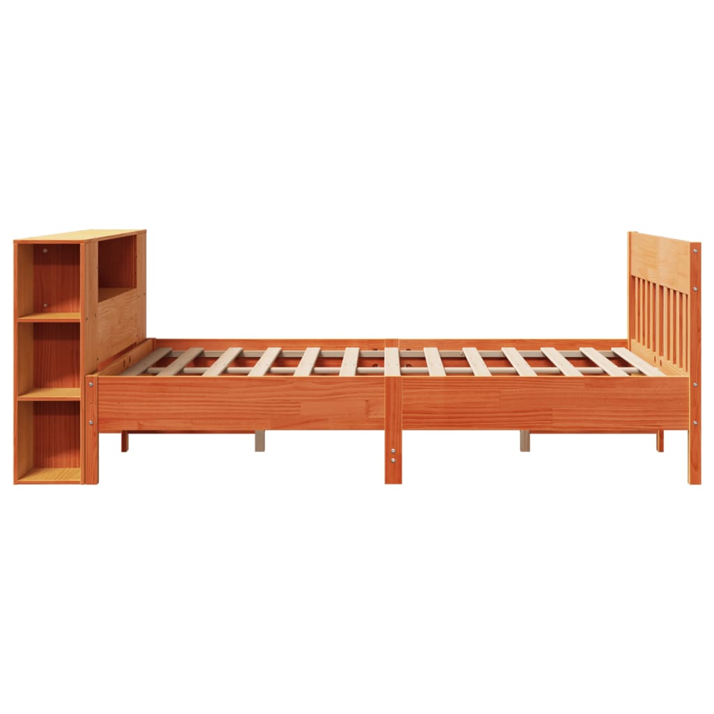 Bookcase Bed without Mattress Wax Brown 135x190 cm Double Solid Wood Pine