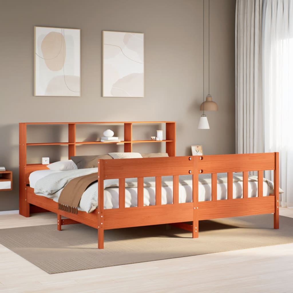 vidaXL Bed Frame without Mattress Wax Brown 200x200 cm Solid Wood Pine