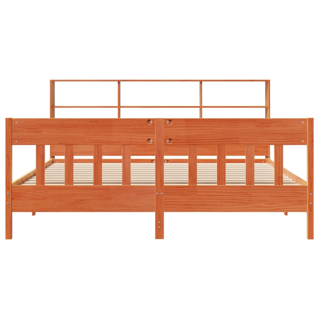 Bed Frame without Mattress Wax Brown 180x200 cm Super King Solid Wood Pine