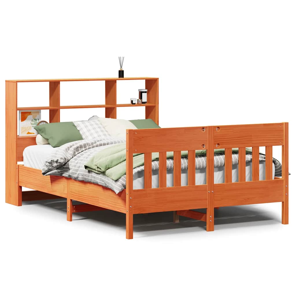 Bed Frame without Mattress Wax Brown 150x200 cm King Size Solid Wood Pine
