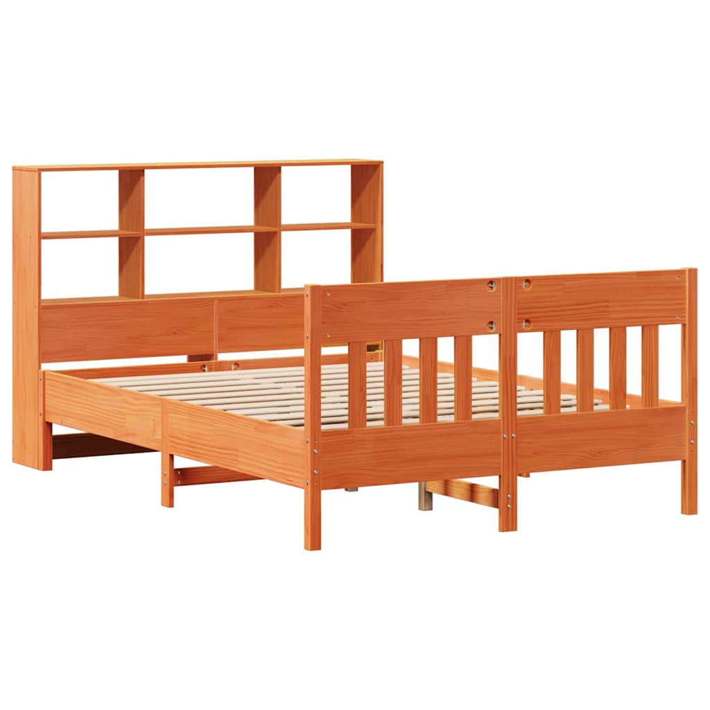 Bed Frame without Mattress Wax Brown 150x200 cm King Size Solid Wood Pine
