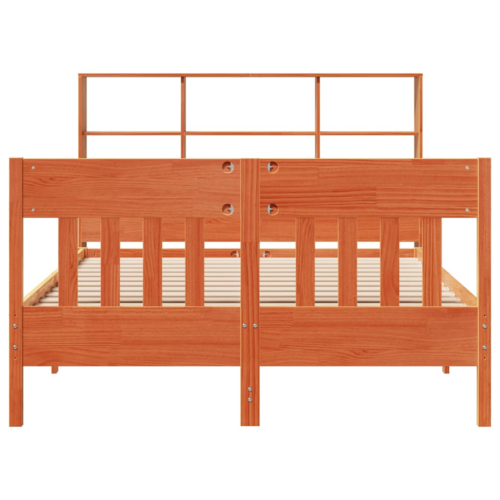 Bed Frame without Mattress Wax Brown 150x200 cm King Size Solid Wood Pine