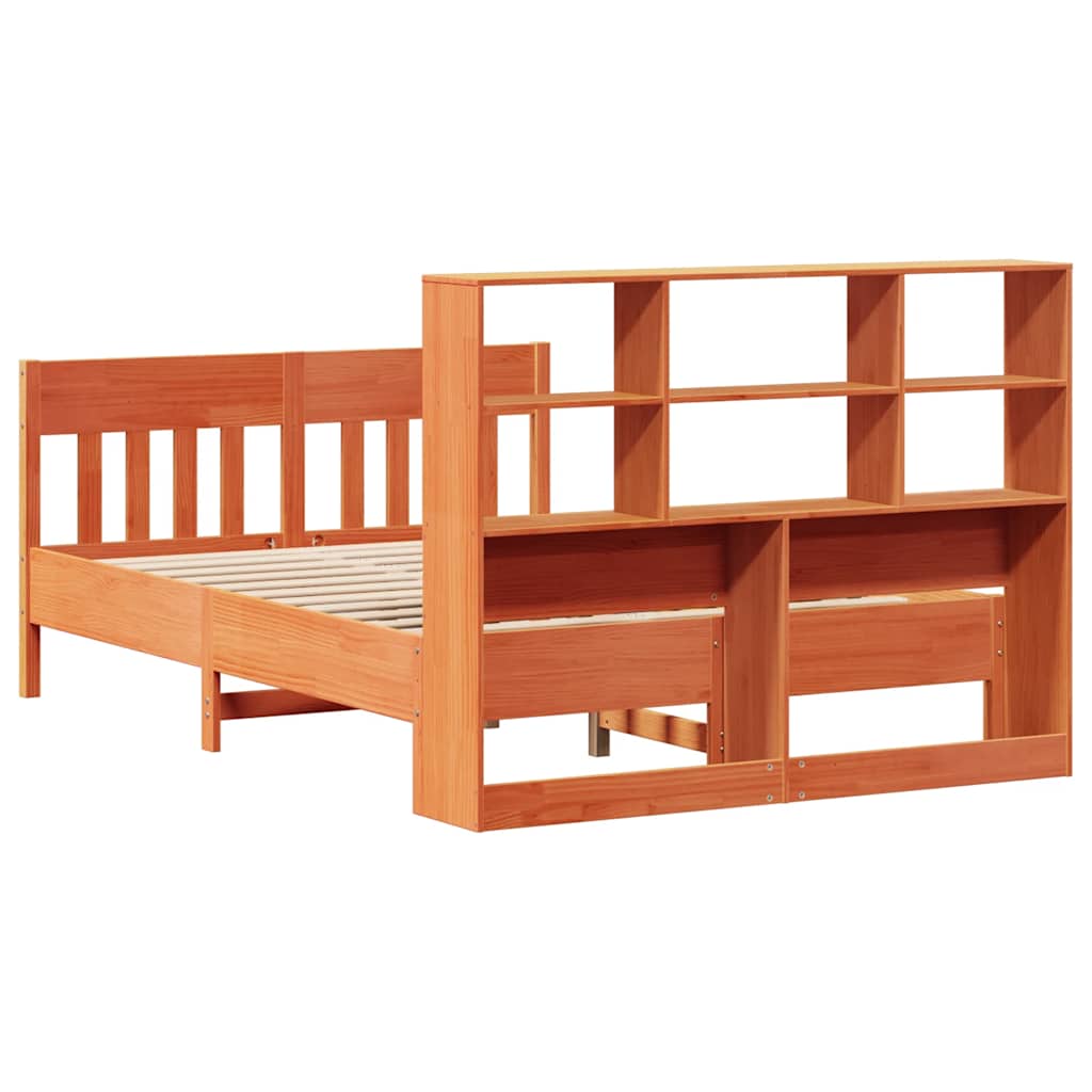 Bed Frame without Mattress Wax Brown 150x200 cm King Size Solid Wood Pine