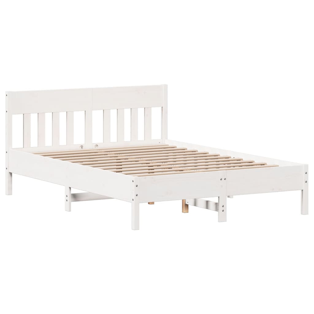 Bed Frame without Mattress White 140x200 cm Solid Wood Pine
