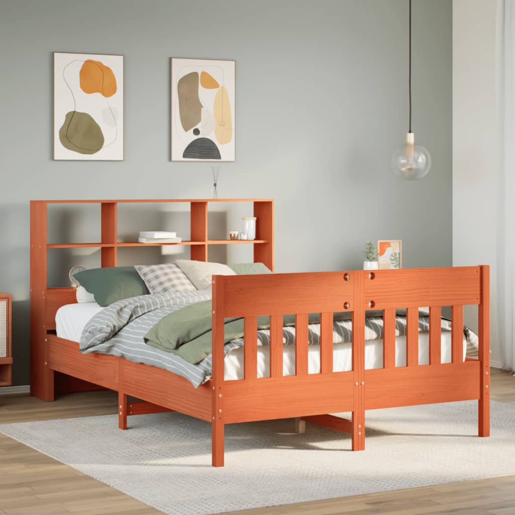 Bed Frame without Mattress Wax Brown 120x200 cm Solid Wood Pine