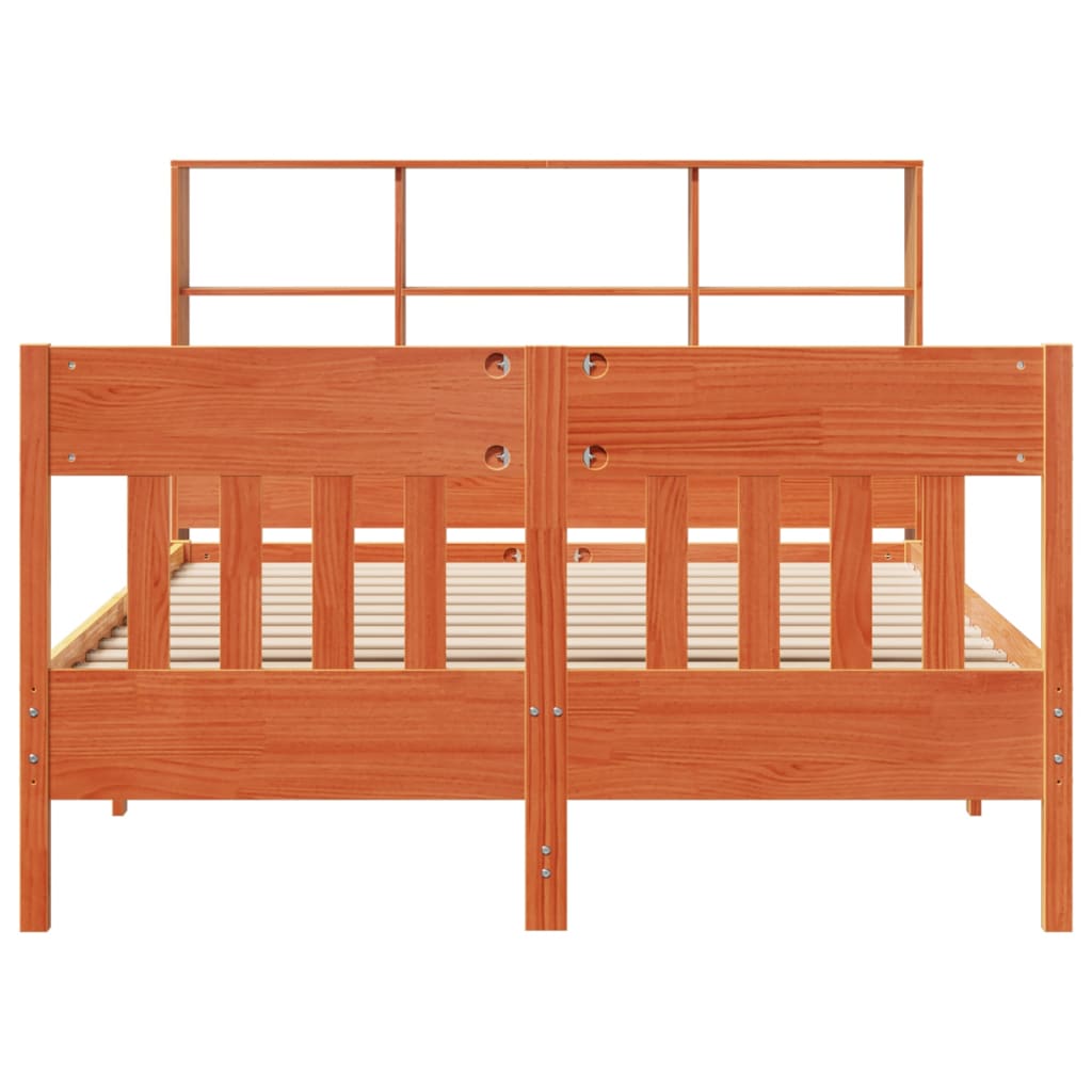 Bed Frame without Mattress Wax Brown 140x190 cm Solid Wood Pine