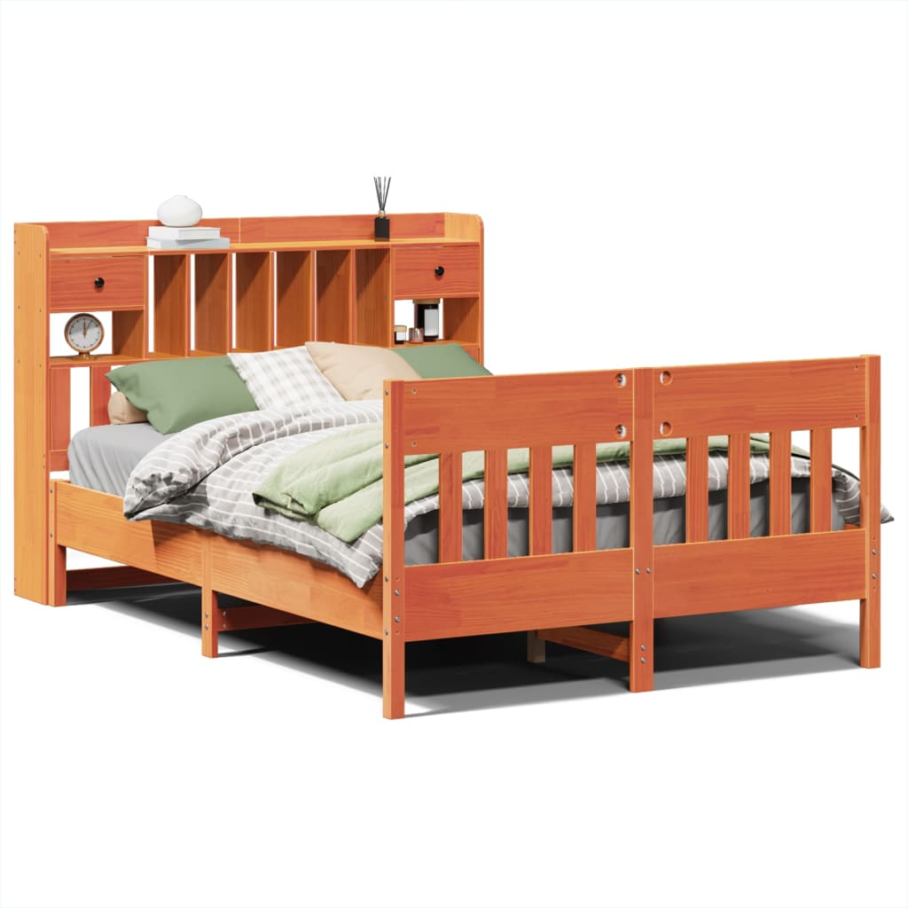 Bed Frame without Mattress Wax Brown 160x200 cm Solid Wood Pine