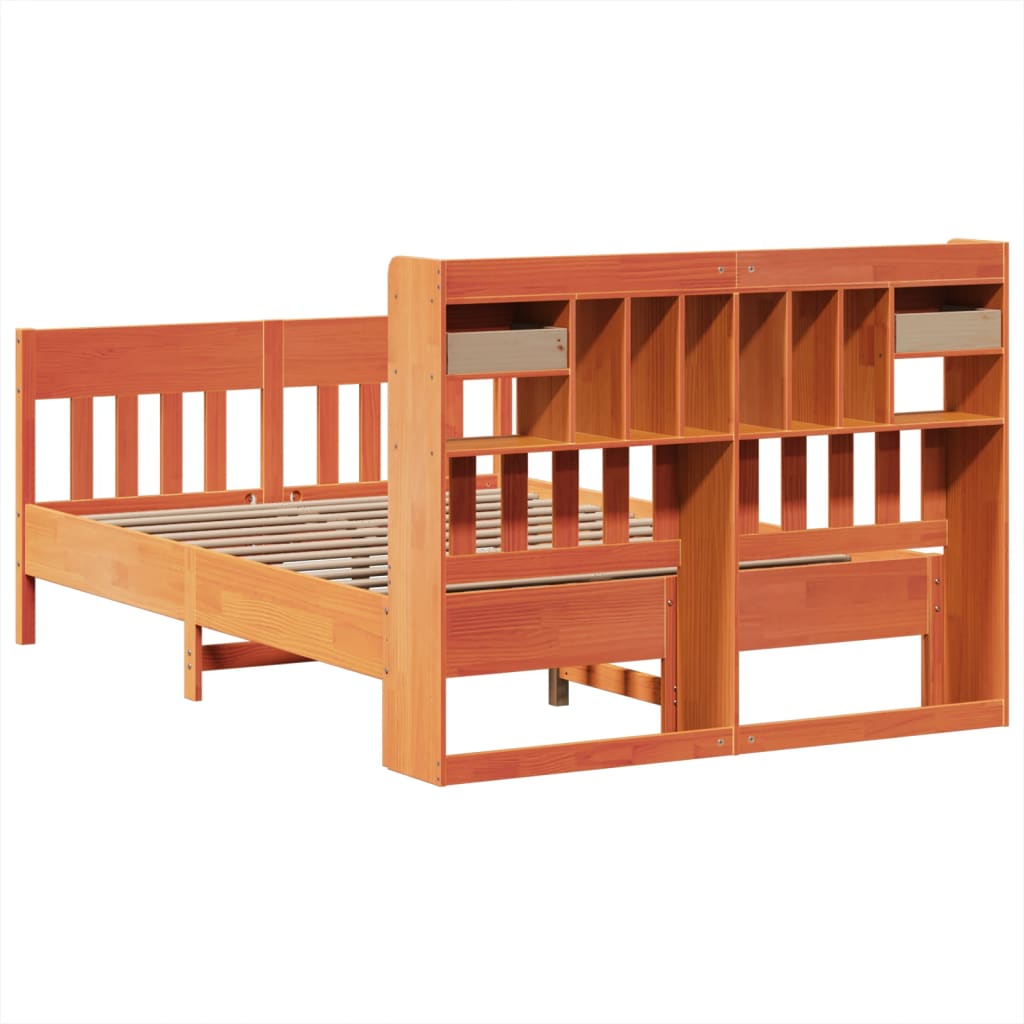 Bed Frame without Mattress Wax Brown 160x200 cm Solid Wood Pine
