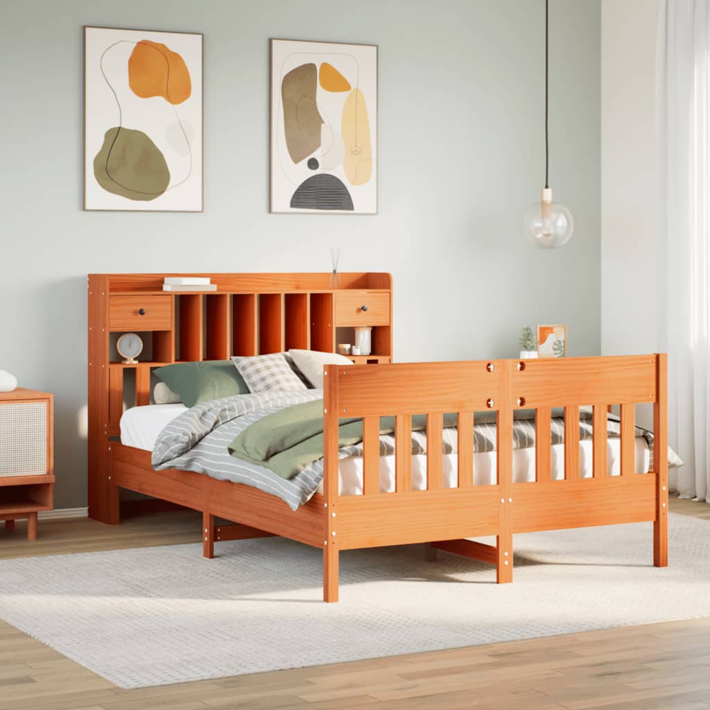 Bed Frame without Mattress Wax Brown 160x200 cm Solid Wood Pine