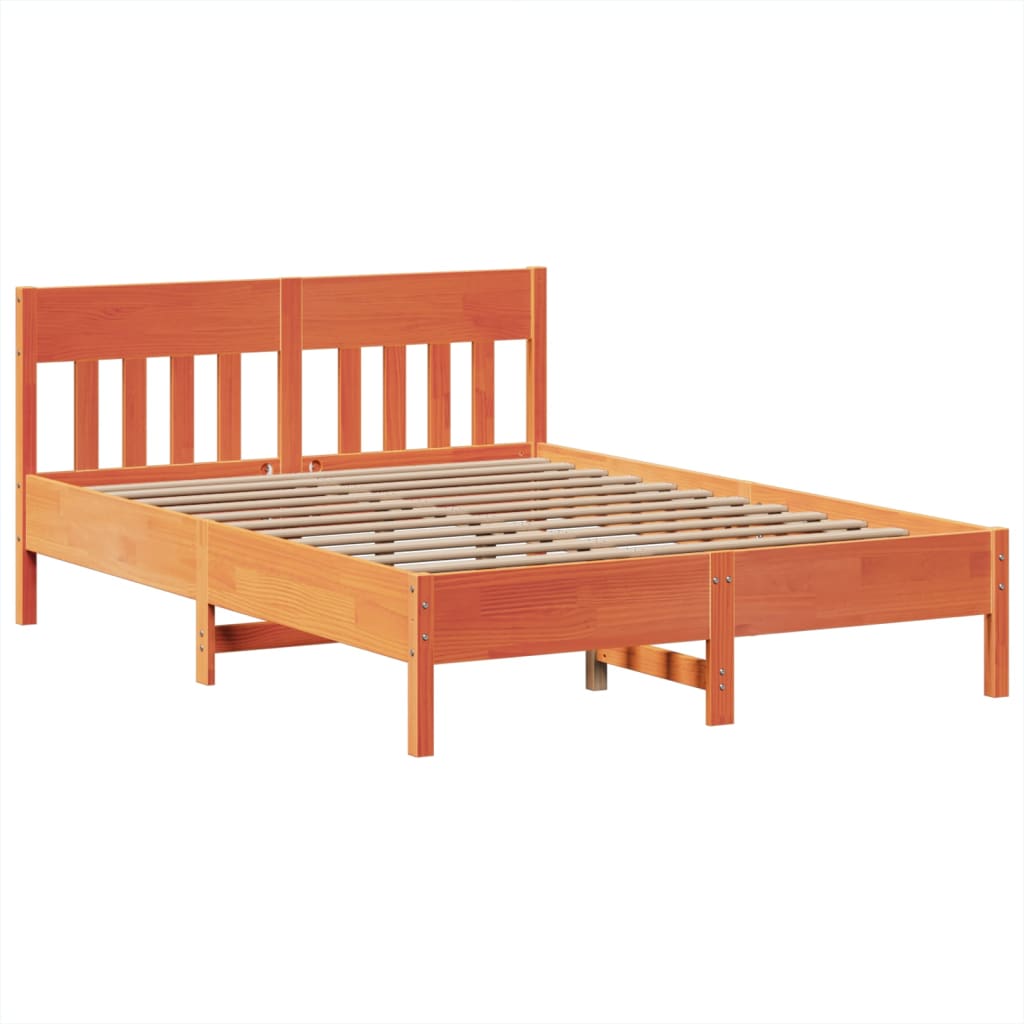 Bed Frame without Mattress Wax Brown 140x200 cm Solid Wood Pine