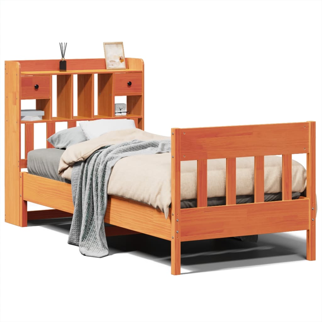 Bed Frame without Mattress Wax Brown 75x190 cm Small Single Solid Wood Pine