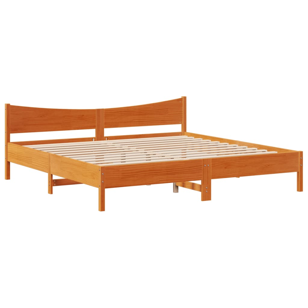 Bed Frame without Mattress Wax Brown 180x200 cm Super King Solid Wood Pine