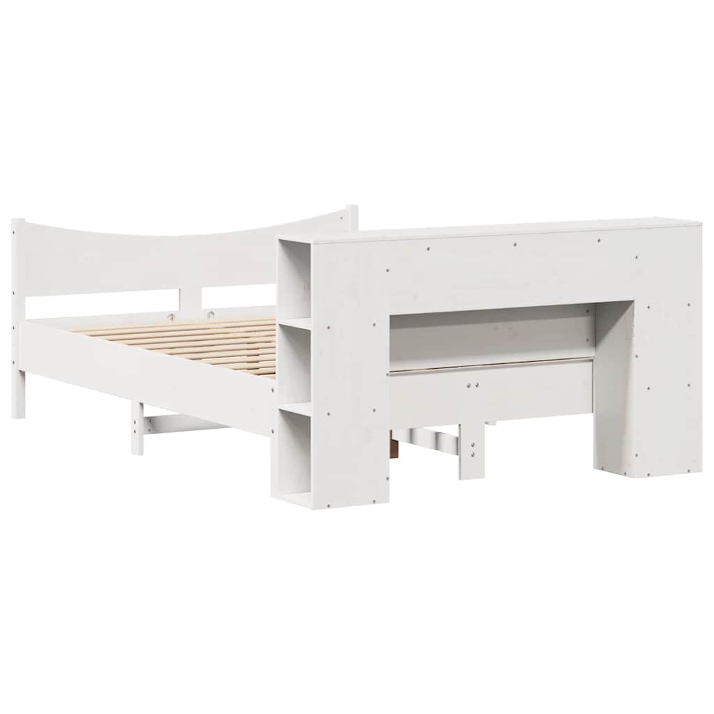 Bed Frame without Mattress White 150x200 cm King Size Solid Wood Pine