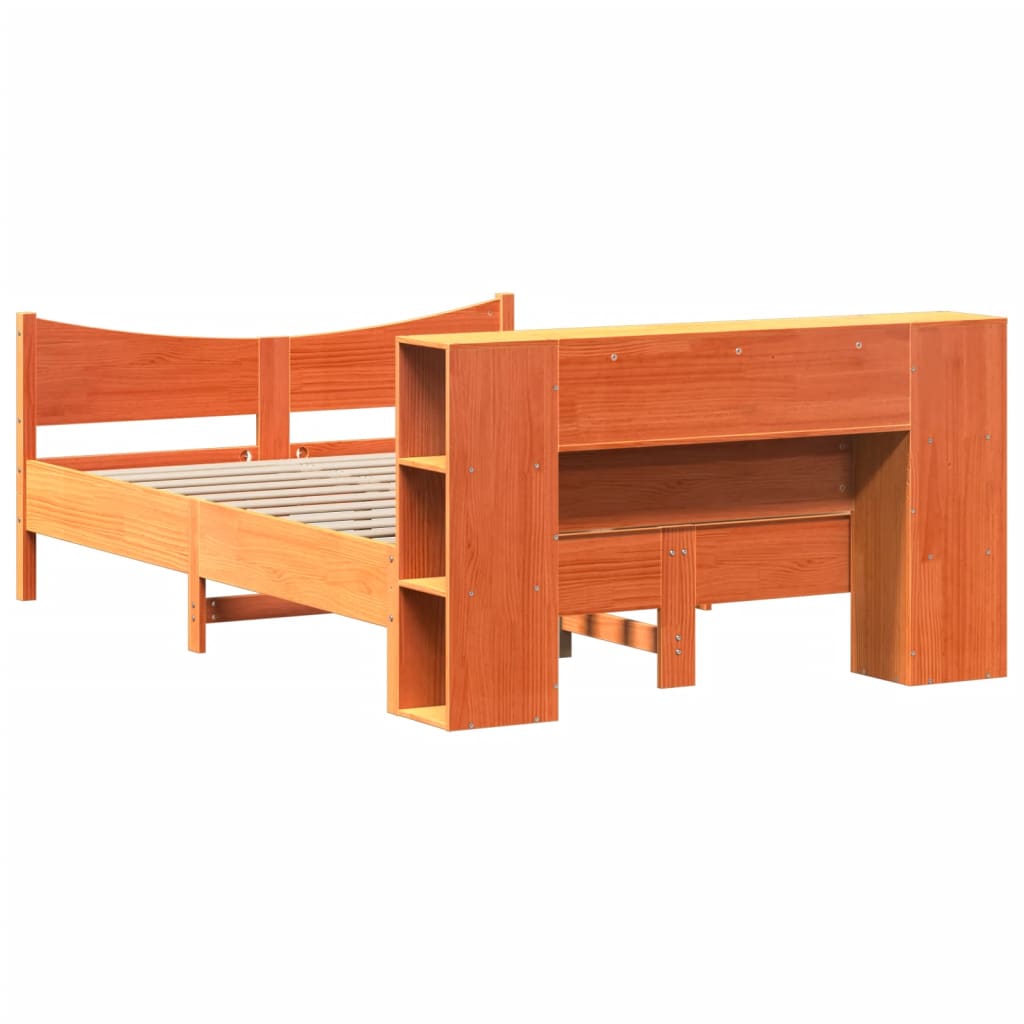 Bed Frame without Mattress Wax Brown 150x200 cm King Size Solid Wood Pine