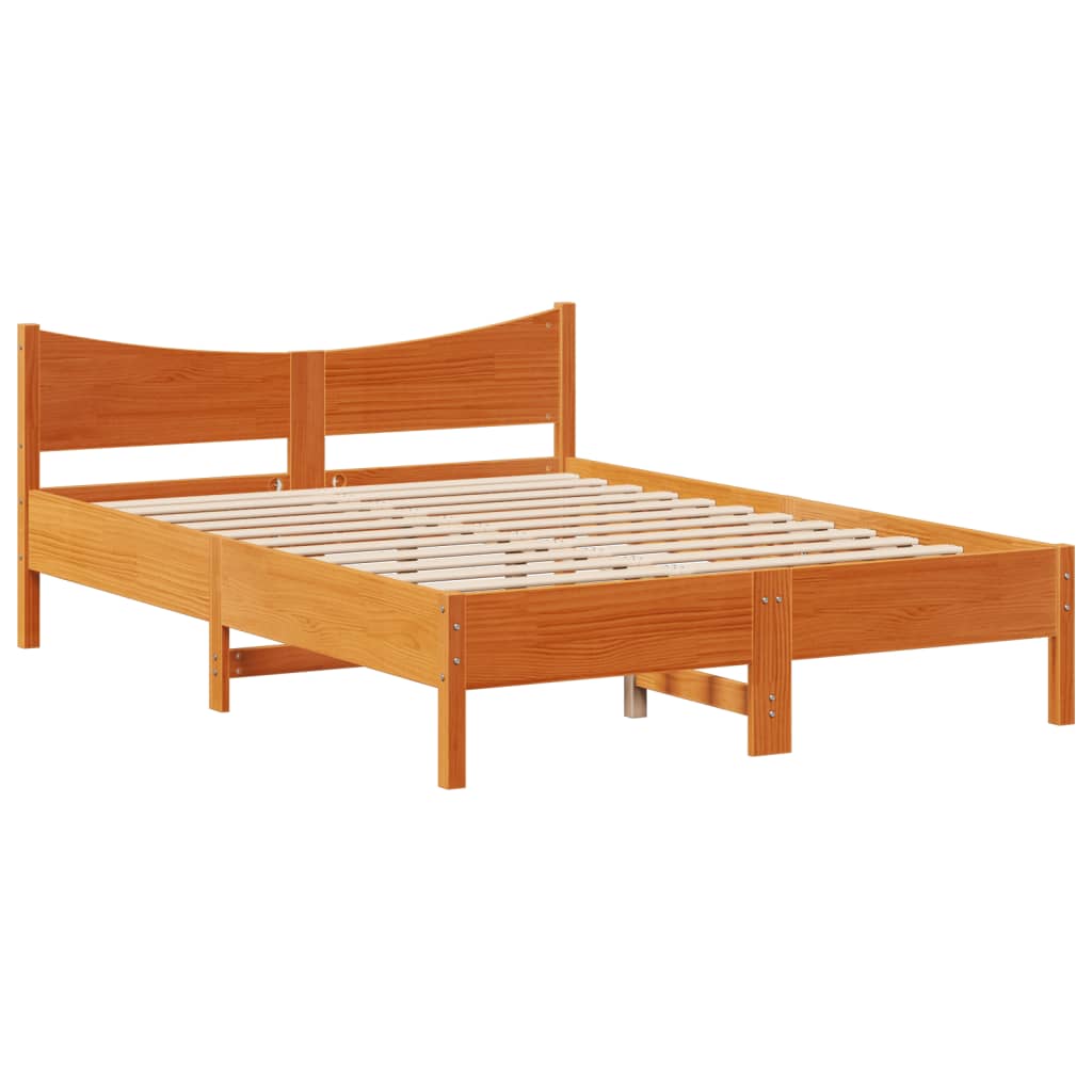 Bed Frame without Mattress Wax Brown 140x190 cm Solid Wood Pine