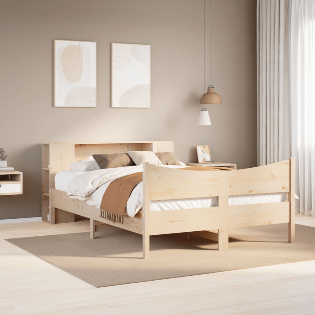 Bed Frame without Mattress 135x190 cm Double Solid Wood Pine