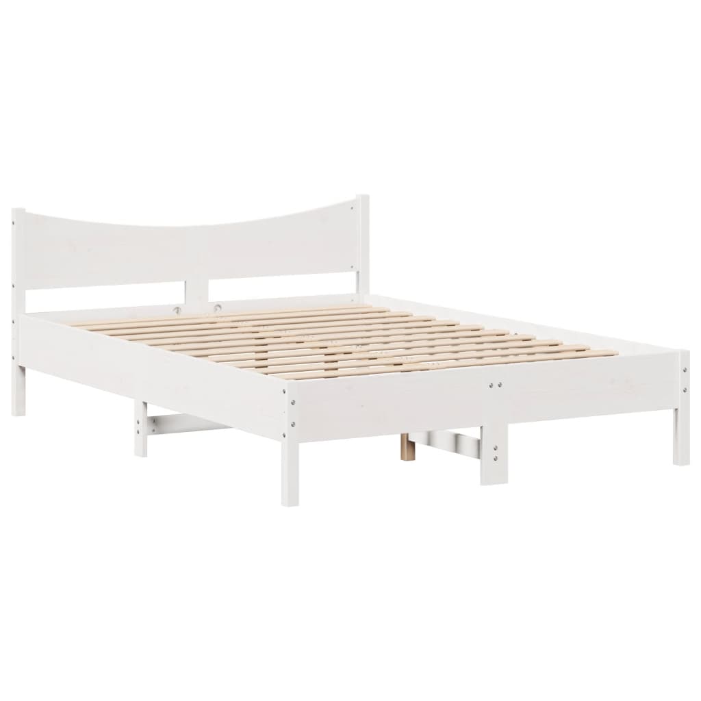 Bed Frame without Mattress White 135x190 cm Double Solid Wood Pine