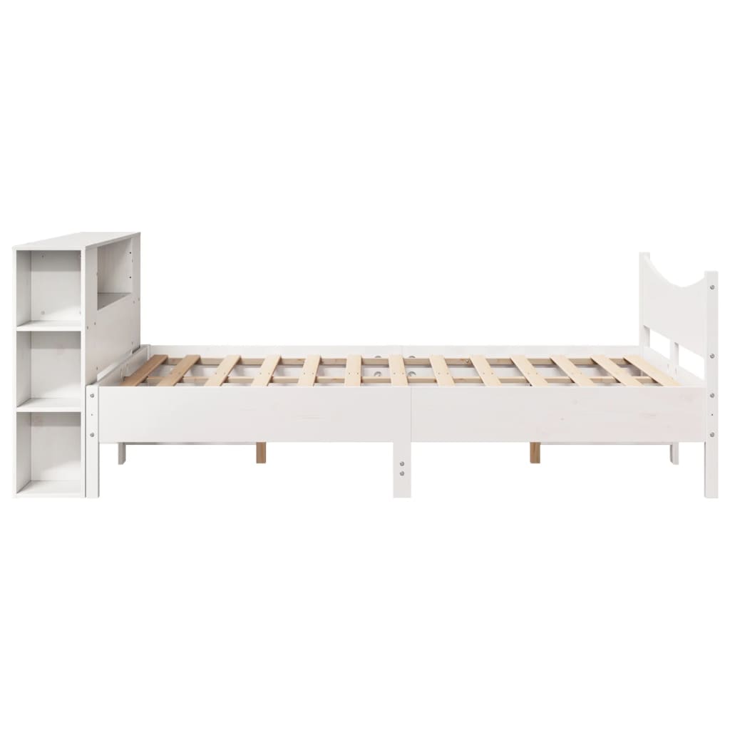 Bed Frame without Mattress White 135x190 cm Double Solid Wood Pine
