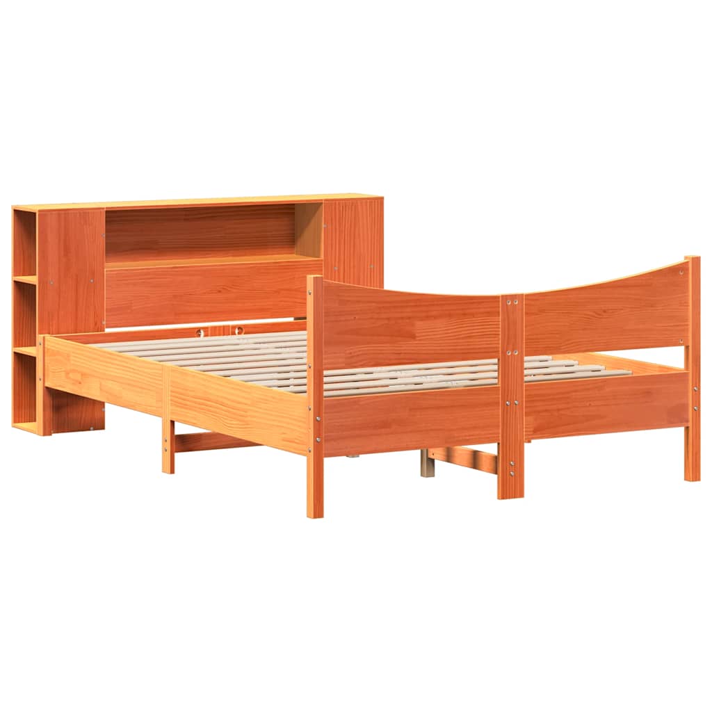 Bed Frame without Mattress Wax Brown 135x190 cm Double Solid Wood Pine