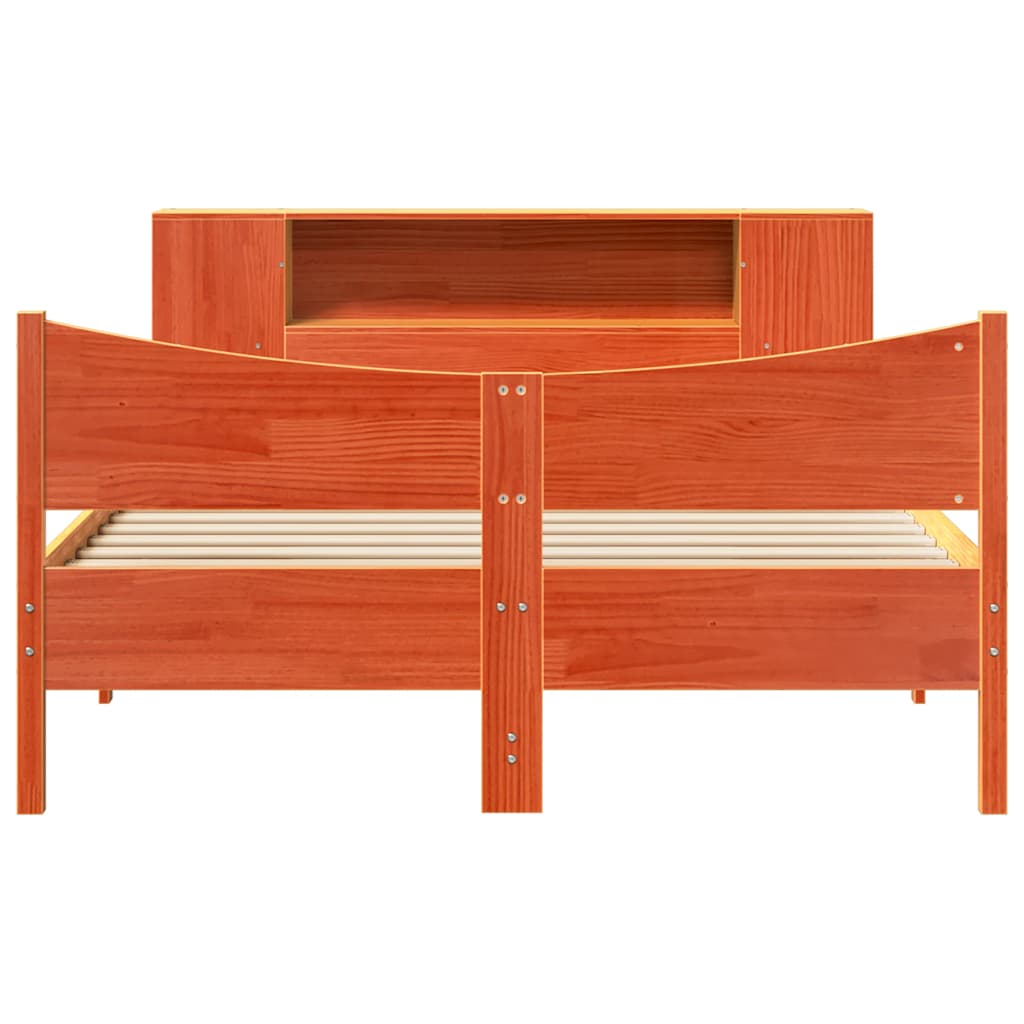 Bed Frame without Mattress Wax Brown 135x190 cm Double Solid Wood Pine