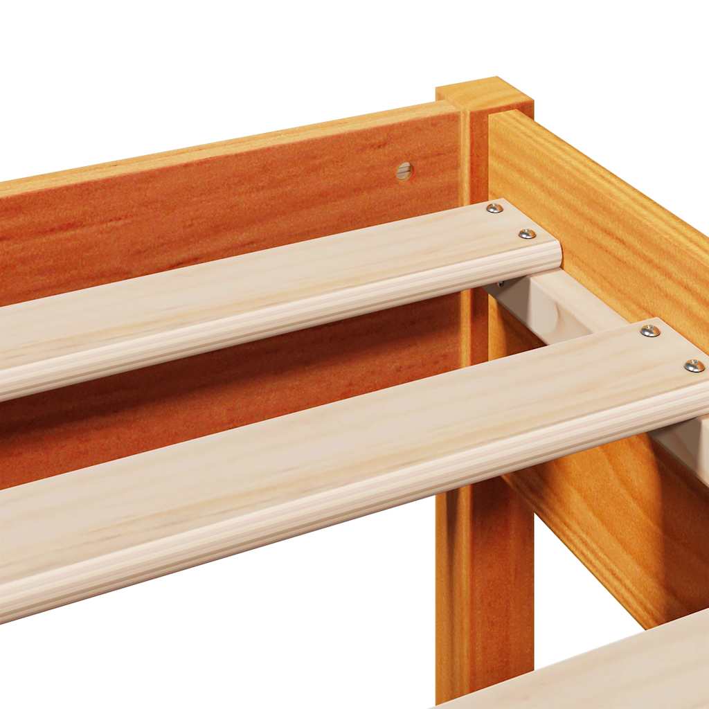 Bed Frame without Mattress Wax Brown 135x190 cm Double Solid Wood Pine